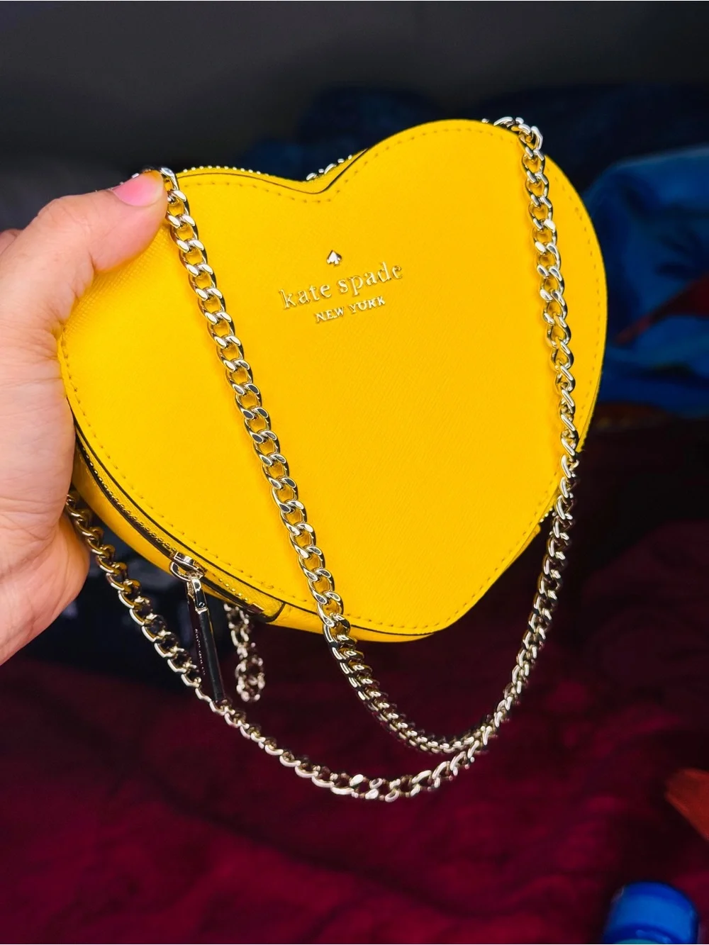 kate spade Yellow Heart-Shaped Crossbody with Gold Chain